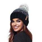 RockJock STORMACTIVE 100% Waterproof Ladies Unisex Chunky Ombre Warm Winter Teddy Fleece Lined Knitted Pompom Beanie Hat