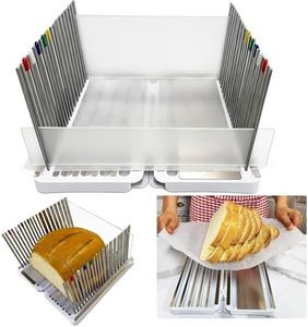 Stainless Steel Bread Slicer for Homemade Bread, Bread Slicing Guide Adjustable Width, Cutting Guide with Crumb Tray, Bread Loaf Cutter with 20 Liners, for Sourdough, Meats, Deli