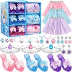 LJZJ Polyester Princess Dress Up Toys&Jewelry Boutique,Costumes Set Incl Color Skirts,Shoes,Crowns,Princess Accessories,Girls Role Play Set Gift For 3 4 5 6Yr Old Girl Toddler?B-Day Party Favors,Blue