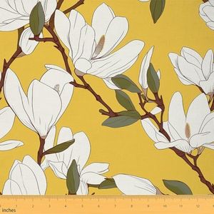 Magnolia Flannel Fabric by The Yard Floral Soft Not Stretchy Fabric for Kids DIY Farmhouse Retro Blossoms Flowers for Quilting Sewing Natural Royal Vintage Branches Upholstery Decor 10 Yards