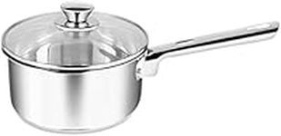 Penguin Home® Saucepan 16cm, 1.5 Litre | Stainless Steel Sauce Pan with Glass Lid | Induction Safe Milk Pot with Double Pouring Lips | Cookware Set | Cooking Pots & Pans