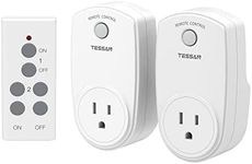 Remote Control Outlet 2 Pack, TESSAN Wireless Electrical Plug Switch for Lights, Lamps, Fans, 100ft RF Range, 1200W (1 Remote + 2 Outlet)