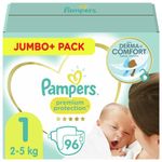 Pampers New Baby 96 Nappies, 2 - 5 kg, Size 1