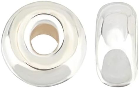 Beebeecraft 1 Caja de 30 Cuentas Espaciadoras Redondas Planas de 4.5 mm de Plata de Ley con Forma de Disco Liso, Cuentas Sueltas para Hacer Joyas, Pulseras, Collares, Agujero de 1.5 mm