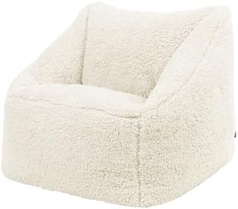 icon Kids Teddy Bear Bean Bag Chair, Cream, Large Bean Bag Chairs for Kids, Borg Sherpa Berber Fleece Kids Bean Bags, Faux Sheepskin Fluffy Bean Bags, Nursery Decor Bedroom Accessories Fluffy Chair