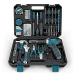 Sundpey Tool Kit with 12V Drill - 206-PCs Cordless Power Tool Combo Home Tool Set - Protable Basic General Household Tool Box for Men Women for Garden Office House Repair with Screwdriver Set & Pliers