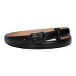 JASGOOD Skinny Belt for Women Jeans Thin Leather Waist Belts With Black Metal Prong Buckle