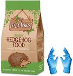 Brambles Crunchy Hedgehog Food - Also Suitable for Badgers and Foxes - Nutritious Food with Kasabona Blue Vinyl Gloves (Crunchy 2kg)