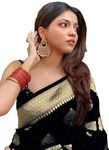 C J Enterprise Women's Banarasi Saree Pure Kanjivaram Silk Saree Soft Design Wear Pattu Sarees Latest Cotton With Blouse Piece Kanchipuram for Wedding sadi new ladies 2024 (paithani Pari122 Black)