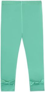 DREAMHALO Toddler Girls Long Pants-Viscose Made from Bamboo, Kids Leggings Soft Ribbed Bottoms with Bow for Little Girl Grass Green 4T