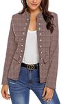 luvamia Women's Blazer Suit Womens Fall Blazer Jacket Chaqueta Women Blazer with Buttons Trendy Jackets Casual Soft Blazer for Women Plaid Pink Size X-Large
