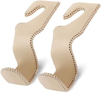 Etre Jeune Purse Hook for Car, Purse Holder Car Headrest Hooks Leather for Hanging Purses and Bags, 2 Pack Beige