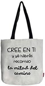 hello-bags. Bolso Totebag. Exterior: Algodón 100%. Con cremallera, forro y bolsillo interior. Incluye bonito sobre kraft de regalo. Modelo CREEENTI. Color: Crudo/Negro. Medidas: 37 * 38 cm
