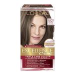 L'Oreal Paris Excellence Crème Permanent Hair Color, E01 Natural Light Ash Brown, 100% Grey Coverage, Hair Dye, 1 EA (Packaging May Vary)