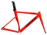 FabricBike AERO - Fixed Gear Bike Frameset, Single Speed Fixie Frameset, Aluminium Frame and Carbon Fork, 3 Sizes, 2.145g (M size) (Glossy Red & Black, L-58)