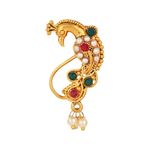 I Jewels Gold Plated Traditional Peacock Design Non Piercing Maharashtrian Nath For Women (NL95QG)