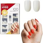 KISS 100 Full-Cover Manicure Kit, Medium Length Active Oval Fake Nails, Longer Lasting, 10 Sizes with Maximum Speed Nail Glue,Packaging may vary