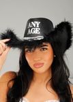 Struts Womens Add Any Age Birthday Black Fluffy Cowboy Hat (50th Birthday)