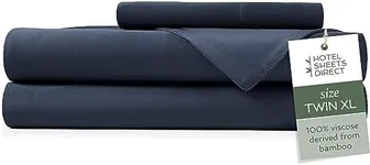 Hotel Sheets Direct 100% Viscose Derived from Bamboo Sheets Set Twin XL - Cooling Bed Sheets with 1 Pillowcase- Breathable, Moisture Wicking & Silky Soft Sheets Set- Navy Blue