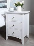 SHIKHA WOOD CRAFT Sheesham Wood Bedside End Table with 3 Drawer Storage Wooden Night Stand for Bedroom Living Room Home (White)