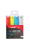 uni-ball PWE-8K Liquid Chalk Pens. Multi-Purpose Wipeable Coloured Markers for Blackboards, Chalkboards, Whiteboards, Glass, Mirrors, Plastic, Windows, Metal. Safe for Kids. Chisel Tip 8mm. 4 Pack