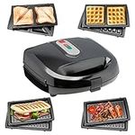 Sensio Home Multi Functional 3 in 1 Stylish Waffle, Deep Fill Sandwich, Panini or Grill Maker Machine Interchangeable Non Stick Easy Clean Plates, Secure Lock Plus Ready & Power Lights, Powerful Iron