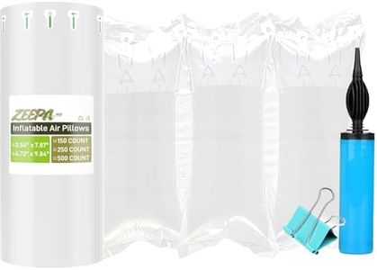 250 Count Packing Air Pillows for Shipping with Pump Inflatable Shipping Supplies Box Filler Alternative to Packing Peanuts for Size 4.72" x 9.84"