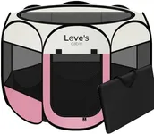 Love's cabin Pet Puppy Dog Playpen, Large Dog Tent Crates Cage Indoor/Outdoor, Portable Playpen for Cat, Foldable Pop Up Dog Kennel Playpen with Carring Case, Removable Zipper Top, Pink