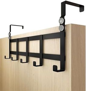 4smile Over door hanger – Black over door hook for door depth 4.1 cm (1.6") & 4.6 cm (1.8") - Over door hooks for clothes, door hanger Türhakenleiste Budget Schwarz austauschbar 41_46mm UK