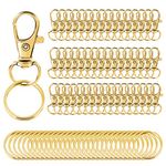 100PCS Swivel Snap Hooks with Key Rings, 50Pcs Key Chain Clip Hooks and 50Pcs Key Rings, Lanyard Lobster Claw Clasps for Keychains Jewelry Art Crafts (Gold)