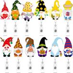 12 Pcs Holiday Badge Reels Badge Holder Retractable Badge Clip Felt Nurse Badge Reel Holders with Clip for Teachers Doctor Employees Volunteers USA Patriotic Day (Gnome)