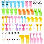 Pagezol 60Pcs Plastic Animal Fruit Fork for Kids,Cute Animal Food Picks Mini Reusable Fruit Picks Dessert Fork Cartoon Food Toothpick for Dessert Cake Cocktails Party Decor Bento Lunch Box Accessories