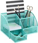 BLU MONACO Aqua Desk Organizer - Girly Cute Aqua Turquoise Desk Accessories - Storage for School Locker Bedroom or Home - Stationary Holder