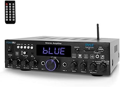 Pyle Wireless Bluetooth Home Stereo Amplifier- Multi-Channel, 200W Power Amplifier, Home Audio Receiver System w/ Optical/ Phono/ Coaxial, FM Radio, USB/SD,AUX, RCA, Mic in, Antenna, Remote- PDA4BU.5