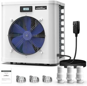 villastar Pool Heat Pump, Electric Pool Heater for Above Ground Pool, Spas, Inground Pool,16000 BTU/hr, Up to 5000 gallons Fit 15/18/24 Foot Pool, 110V High Efficiency Pump YC-005N2F2024
