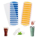 2 Pieces Ice Cube Tray, Bottle Ice Stick Trays Bottom Silicone Easy Release Reusable Ice Cube with No-Spill Removable Lid Ideal for Sports Drinks and Water Bottles Whiskey Cocktail