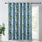 Topfinel Sliding Door Patio Floral Curtains & Drapes, Blackout Extra Wide Room Divider Large Blue Vintage Farmhouse Country Hummingbird Patterned Grommet Curtains 1 Single Panels W100 x L84