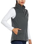 BALEAF Women's Lightweight Vest Softshell Sleeveless Jacket Windproof Stand Collar with Zipper Pockets Running Hiking Golf Gray L