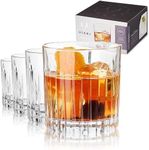 Viski Double Old Fashioned Tumblers, 4 Lead-Free Crystal Lowball Cocktail Glasses, Italian Made Glassware, Set of 4, 12oz (355ml)