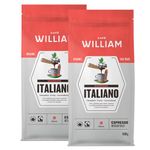 ITALIANO ESPRESSO Organic Whole Bean Coffee | Light-Medium Roast | Specialty Grade, Espresso Machines, Grinder | Café William Sustainably Roasted in Canada | Expresso Italien en grains entiers - 650 g (pack of 2)