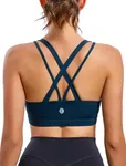 RUNNING GIRL Sports Bra for Women, Criss-Cross Back Padded Strappy Sports Bras Medium Support Yoga Bra with Removable Cups