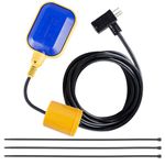 Universal Tethered Float Switch with 10ft Cable and Adjustable Counterweight- Ideal for Sump Pumps, Water Tanks, Sewage Pools, and More - 16 Amp Maximum Pump Run Current, IP68 Waterproof