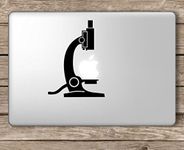 Fusion Graphix Microscope Looking at Apple Science Laptop Vinyl Sticker (Black)