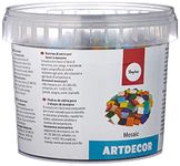 RAYHER Mosaic Tiles Bucket for Arts and Crafts, Glass, Multi-Colour, 1x1 cm, 1 kg, 1300-Piece