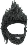 YEKEYI Viking Beard Beanie Horn Hat Winter Warm Mask Knitted wool Funny Skull Cap, Barbarian, One Size