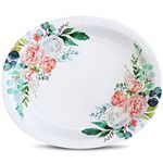 Boosolo Floral Party Supplies Oval Paper Plates,12x10 in Spring Disposable Plates,Floral Design Serving Dish Tray for Girl Baby Shower Mothers Day Spring Flowers Decor …