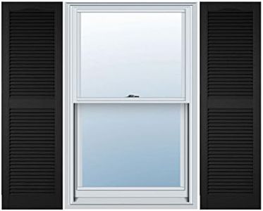 Ekena Millwork Lifetime Vinyl LL1S12X02500BL Standard Cathedral Top Center Mullion, Open Louver Vinyl Shutters, w/Installation Shutter-Lok's & Matching Screws (Per Pair), 12" W x 25" H, Black