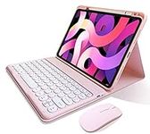 iPad Air 5th 4th Generation Keyboard Case with Mouse, iPad Pro 11 inch 4th 3rd 2nd 1st Generation Detachable Bluetooth Keyboard Pencil Holder Slim Leather Smart Cover (Pink)