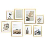 ArtbyHannah 8 Pack Modern Gallery Wall Frame Set Decorative Art Prints with Gold Picture Frame Collage Wall Art Decor for Home Decoration, Multi-Size 11x14 x2,8x10 x3,6x8 x3