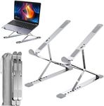 Necomi Desktop Laptop Stand, Foldable Portable Travel Laptop Stand, Height Adjustable Laptop Stand, Angle Adjustable for HP Lenovo Dell 10-17 inch Laptop Tablet MacBook Laptop Stand (Sliver)